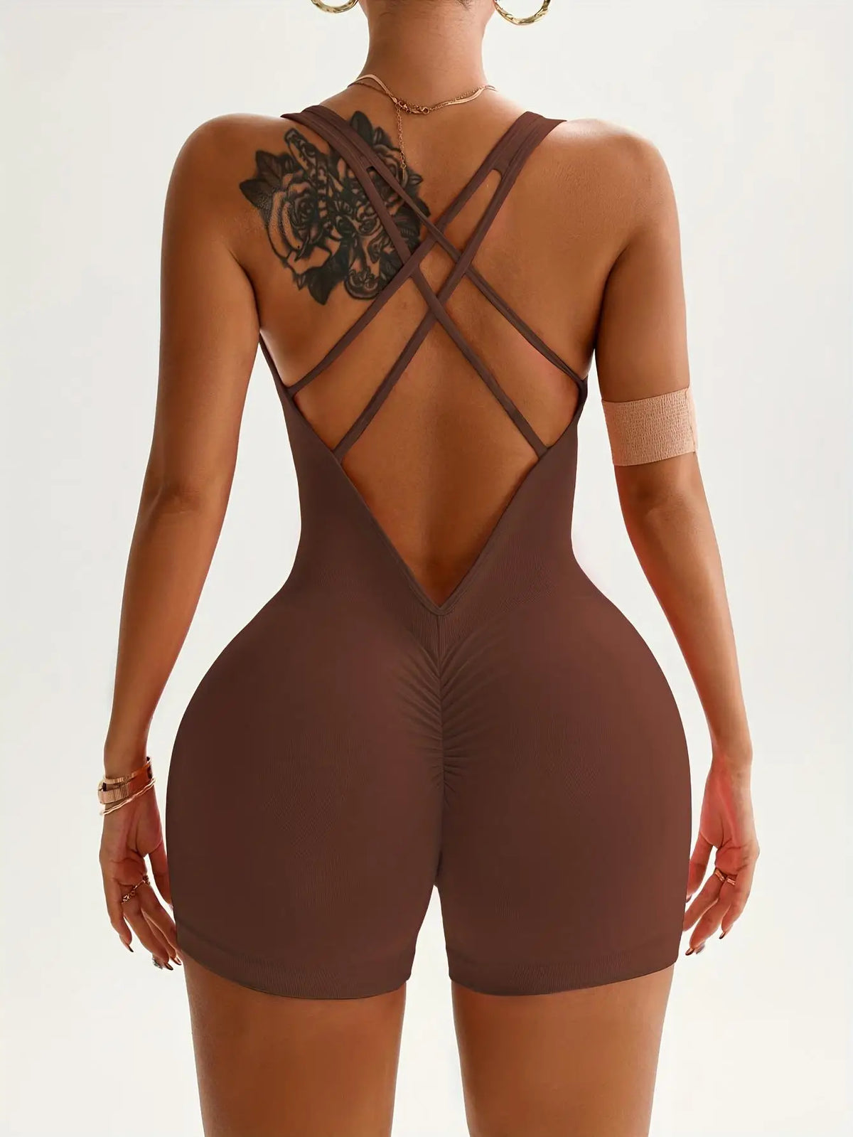Backless Yoga Romper With Tummy Control And Quick Dry Fabric