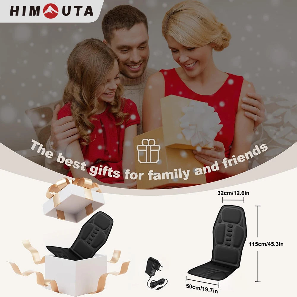 Himouta Heated Back Massager Chair Cushion For Lumbar Neck Relief