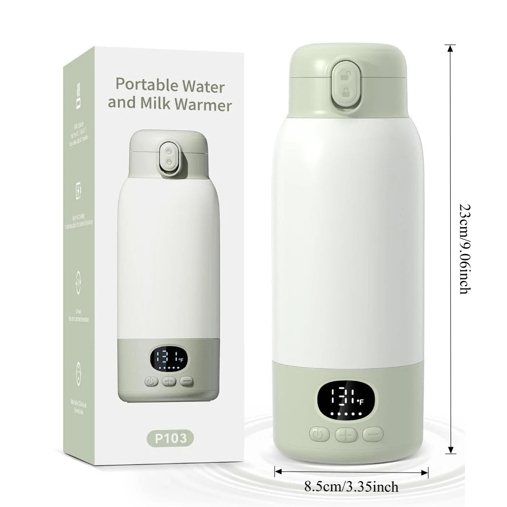 Portable Electric Heated Water Bottle With Digital Temperature Display
