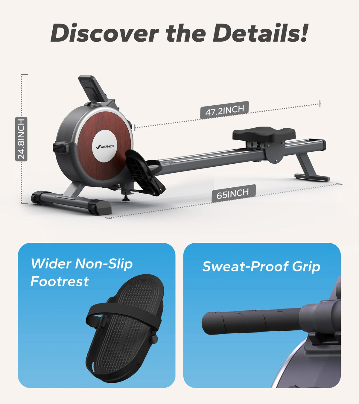 Merach Magnetic Rowing Machine For Home With Dual Slide Rails