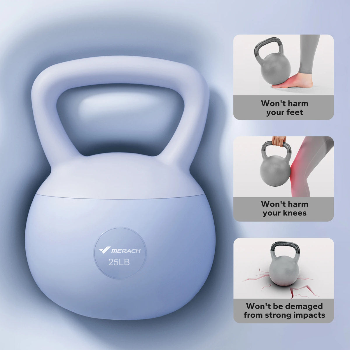 MERACH Soft Sided Sand Filled Kettlebell For Quiet Home Workouts