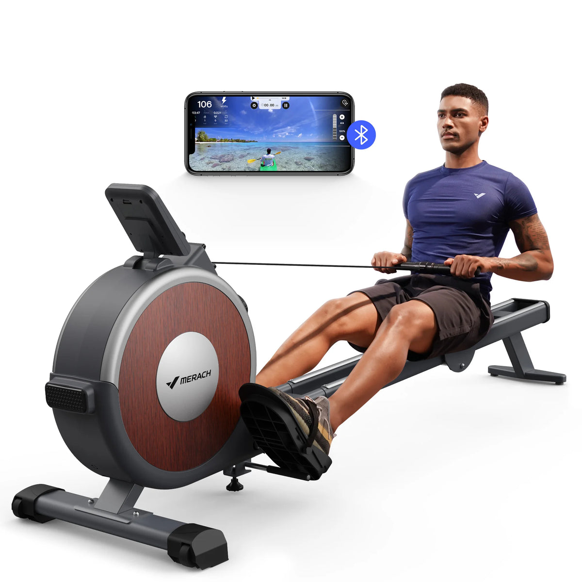 Merach Magnetic Rowing Machine For Home With Dual Slide Rails