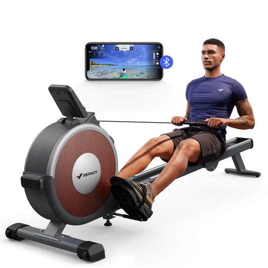 Merach Magnetic Rowing Machine For Home With Dual Slide Rails