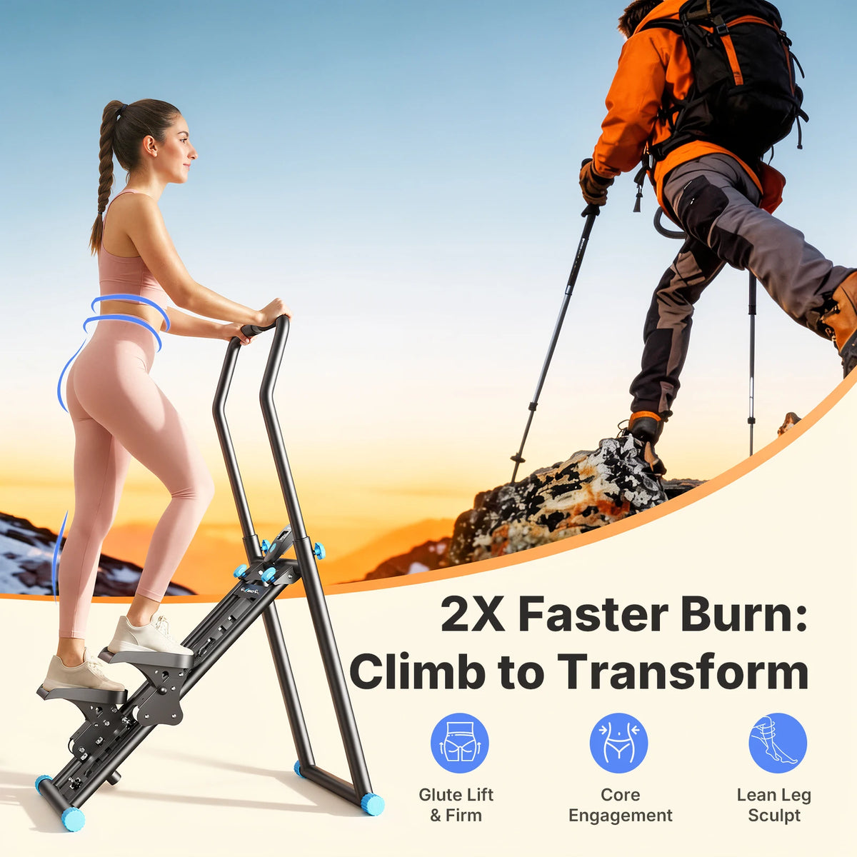 Merach Adjustable Foldable Stair Stepper Silent Fitness Climbing Machine