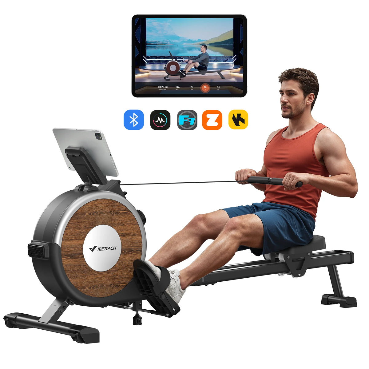 Merach Magnetic Rowing Machine For Home With Dual Slide Rails