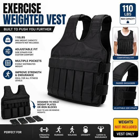 Adjustable Weighted Vest With Pockets For Strength And Fitness Training