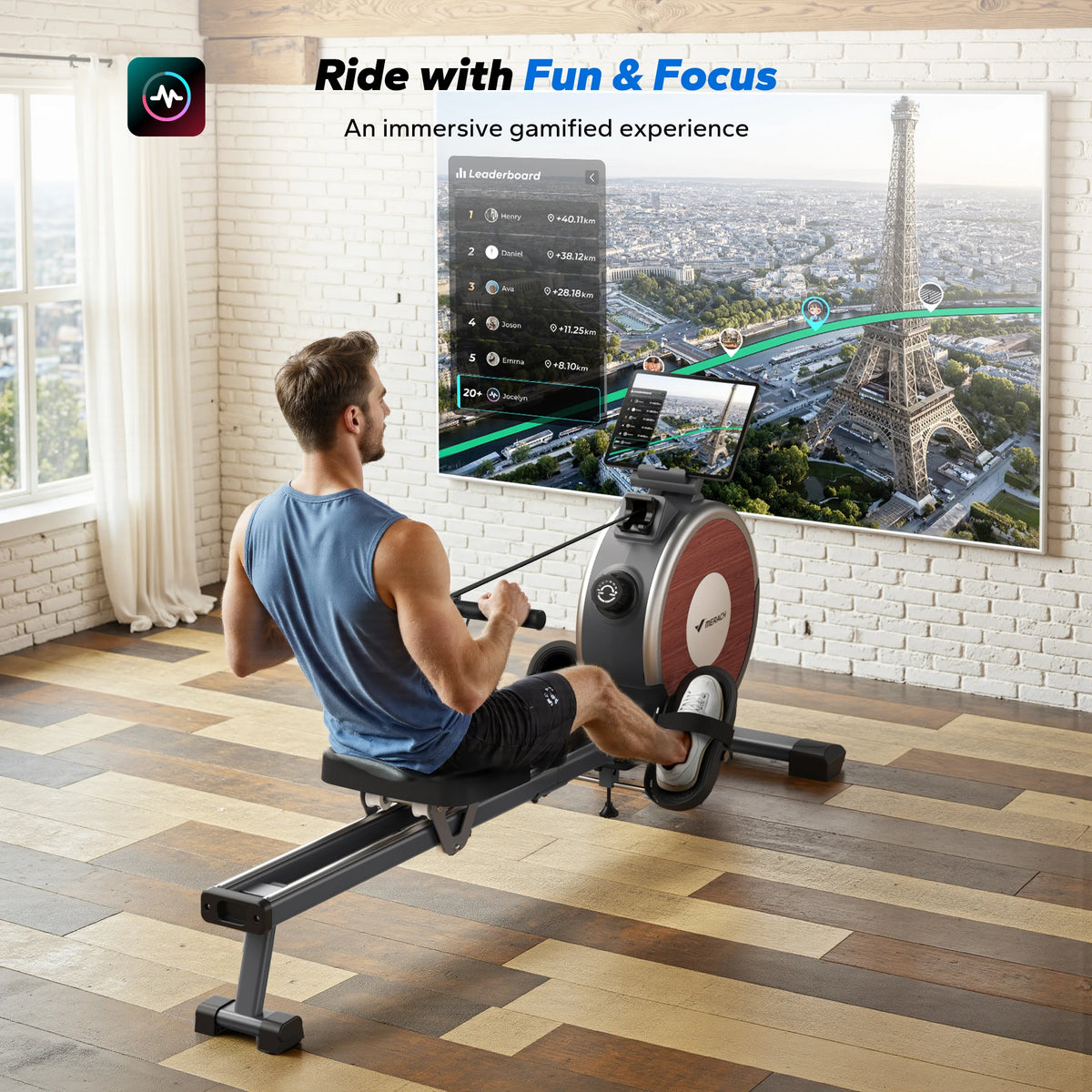 Merach Magnetic Rowing Machine For Home With Dual Slide Rails