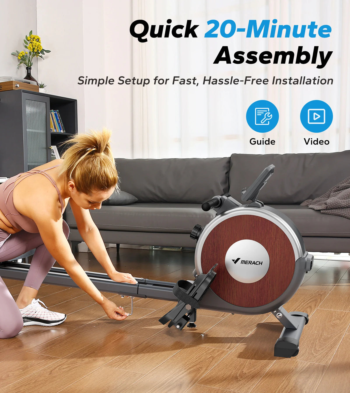 Merach Magnetic Rowing Machine For Home With Dual Slide Rails