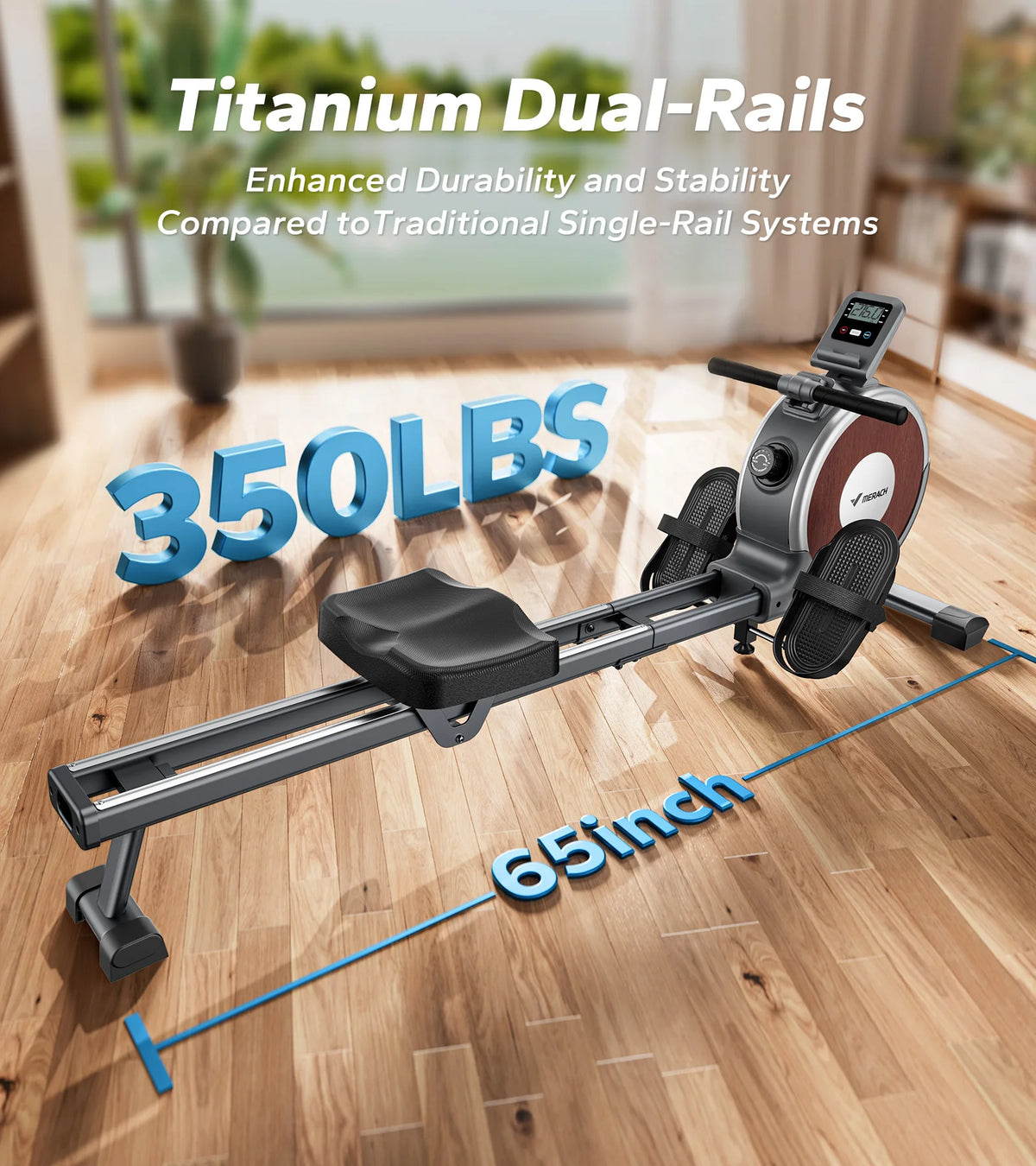 Merach Magnetic Rowing Machine For Home With Dual Slide Rails