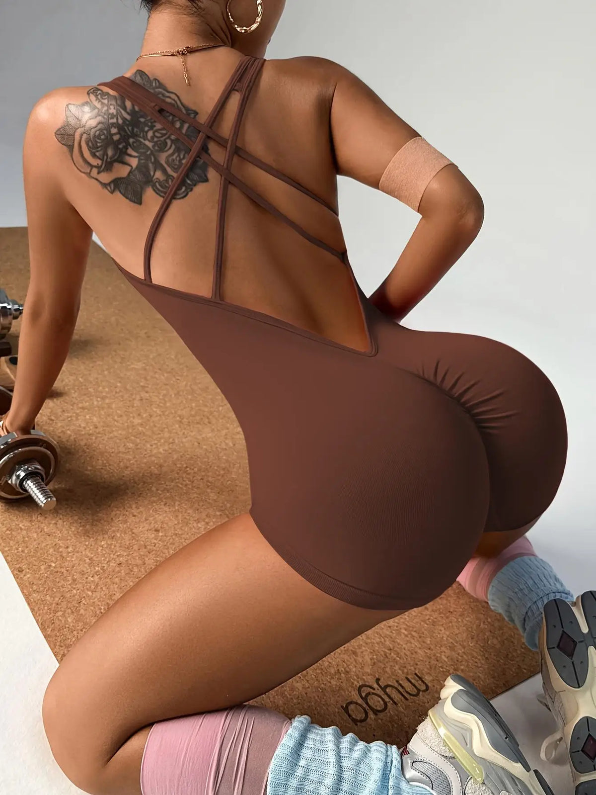 Backless Yoga Romper With Tummy Control And Quick Dry Fabric