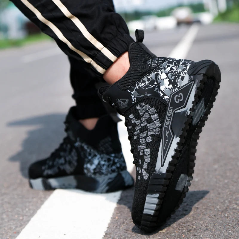 Men Breathable Steel Toe Lace Up Safety Construction Boots