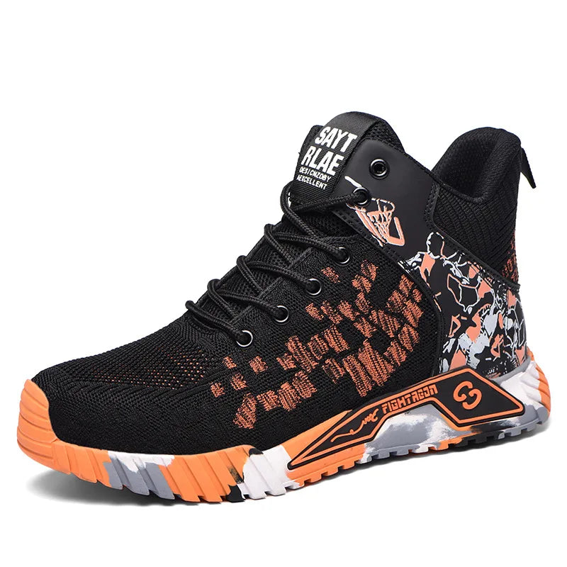 Men Breathable Steel Toe Lace Up Safety Construction Boots