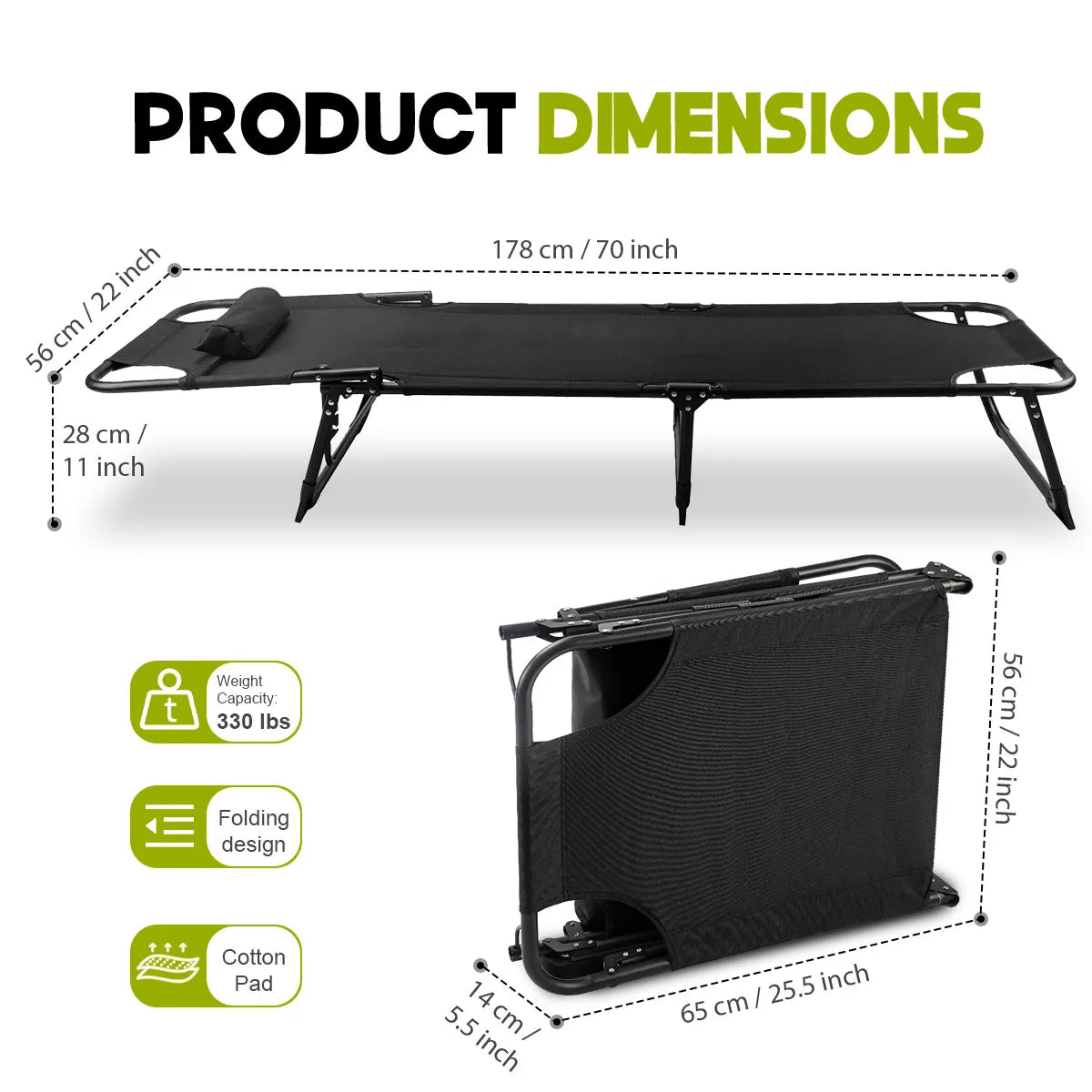 Adjustable Folding Camping Lounge Chair With Reclining Backrest