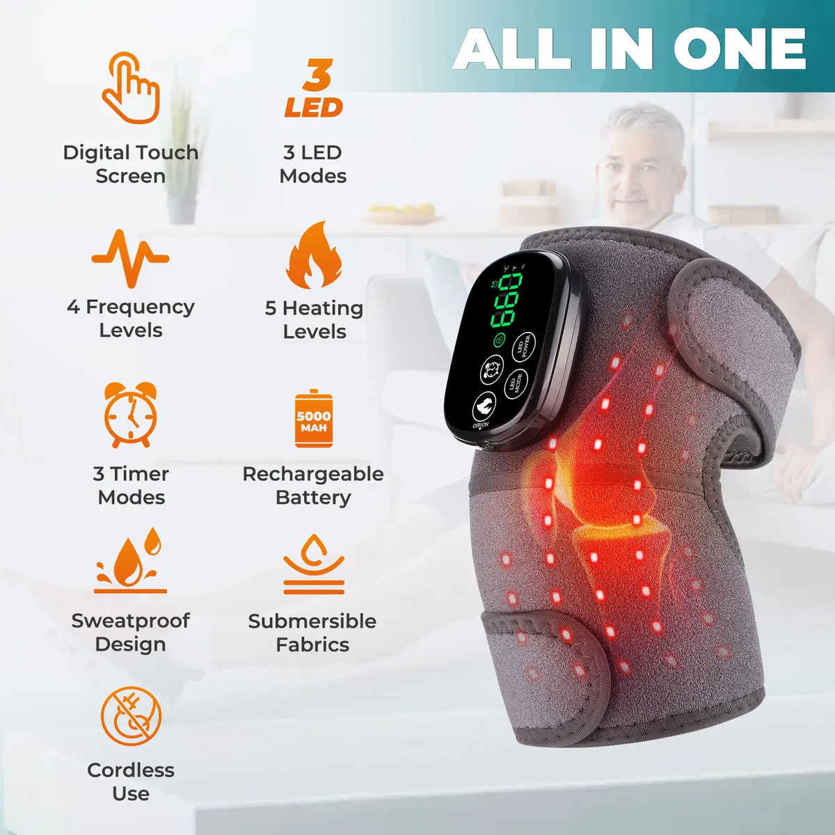Hailicare Heated Knee Wrap With Red Light And Cordless Massager