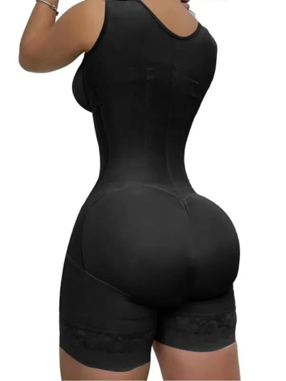 Women's Lace Trim Shapewear Bodysuit With Tummy Control And Zipper