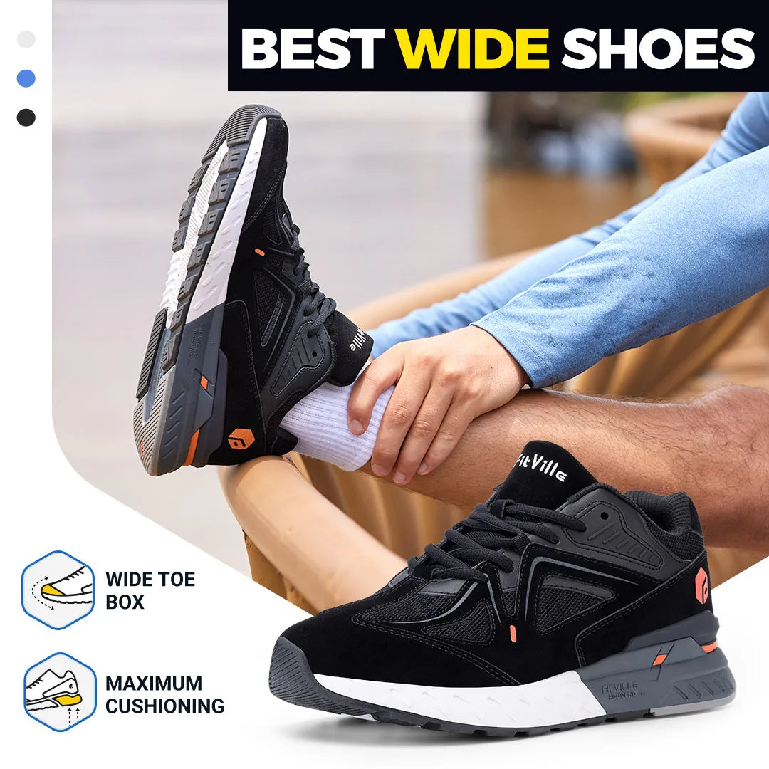 Fitville Men's Extra Wide Walking Shoes Lightweight Arch Support Sneakers