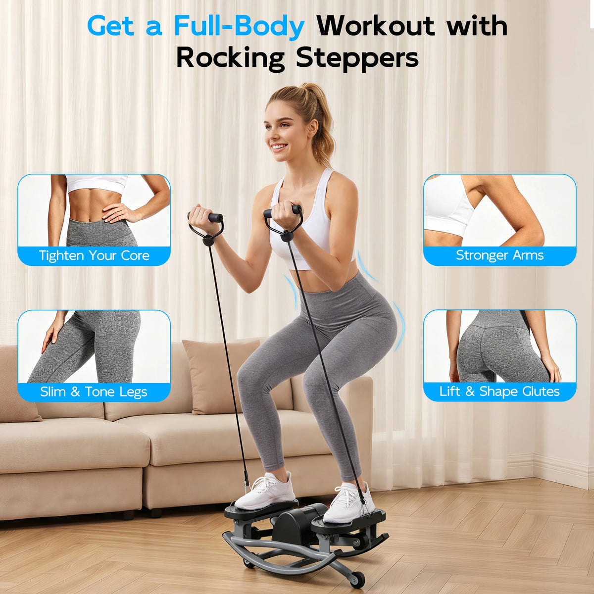 Smart Twist Stepper Machine With Digital Display And Resistance Bands