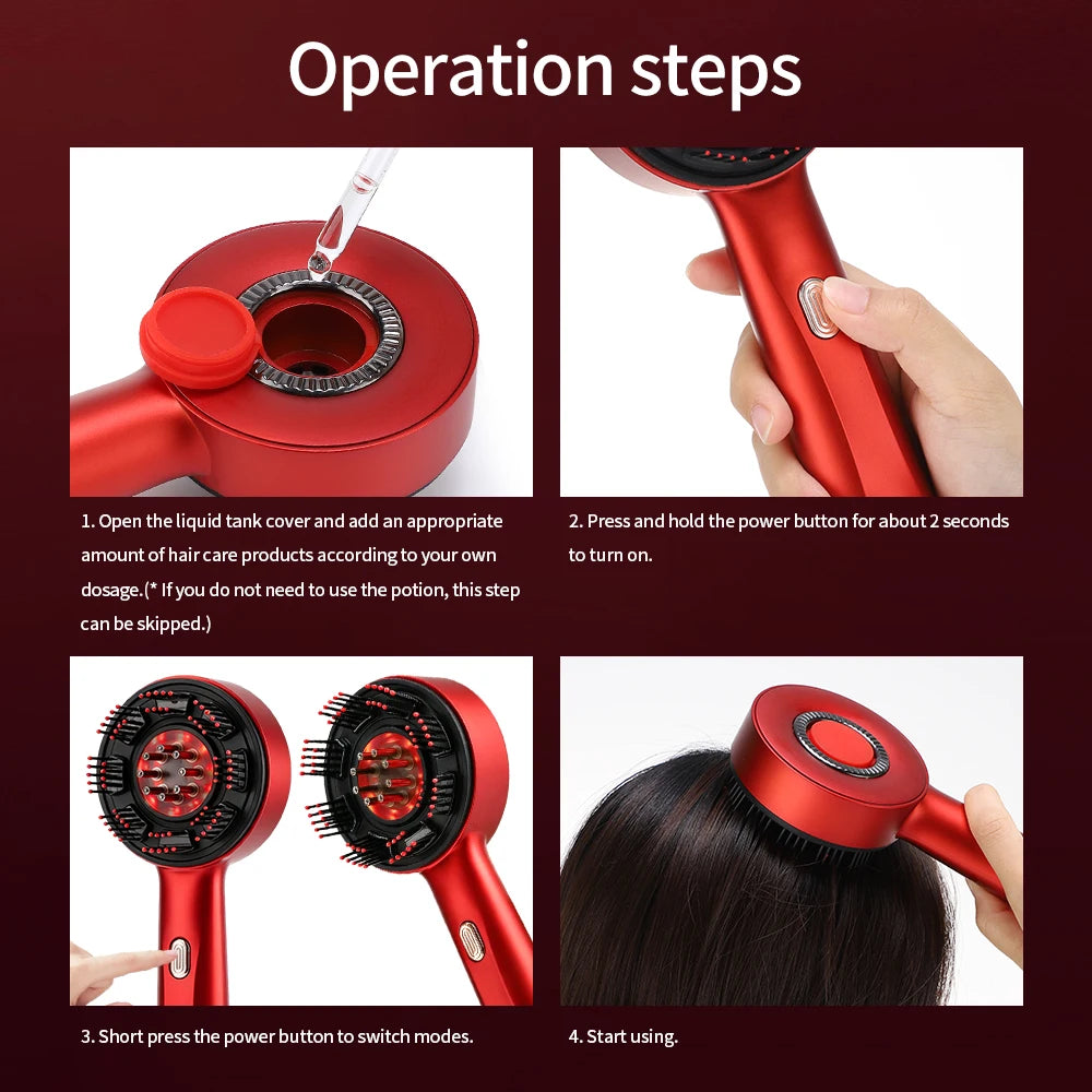 AFDEAL Electric Hair Massage Comb With Light Therapy Applicator