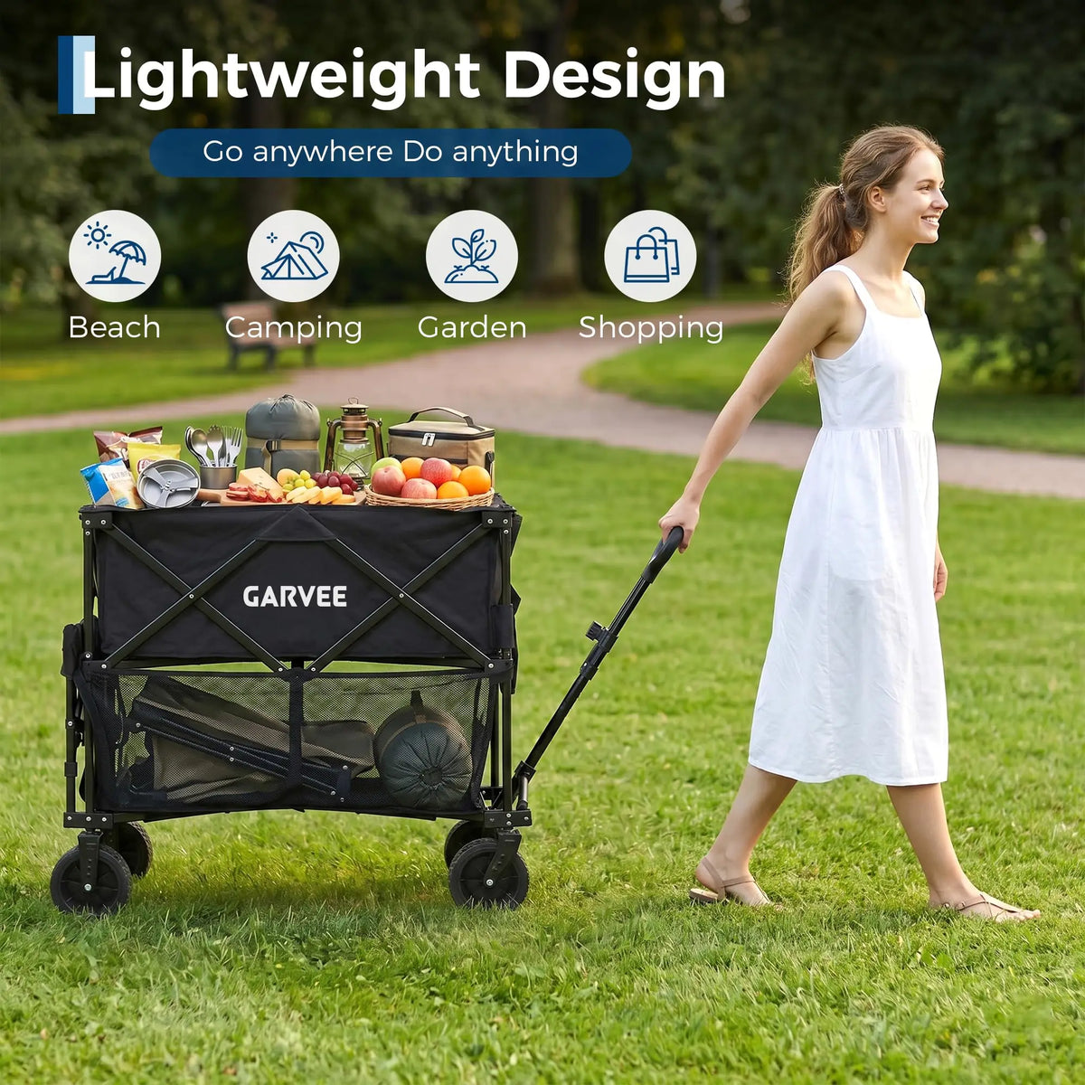Heavy Duty Collapsible Utility Wagon With All Terrain Wheels