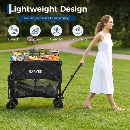 Heavy Duty Collapsible Utility Wagon With All Terrain Wheels