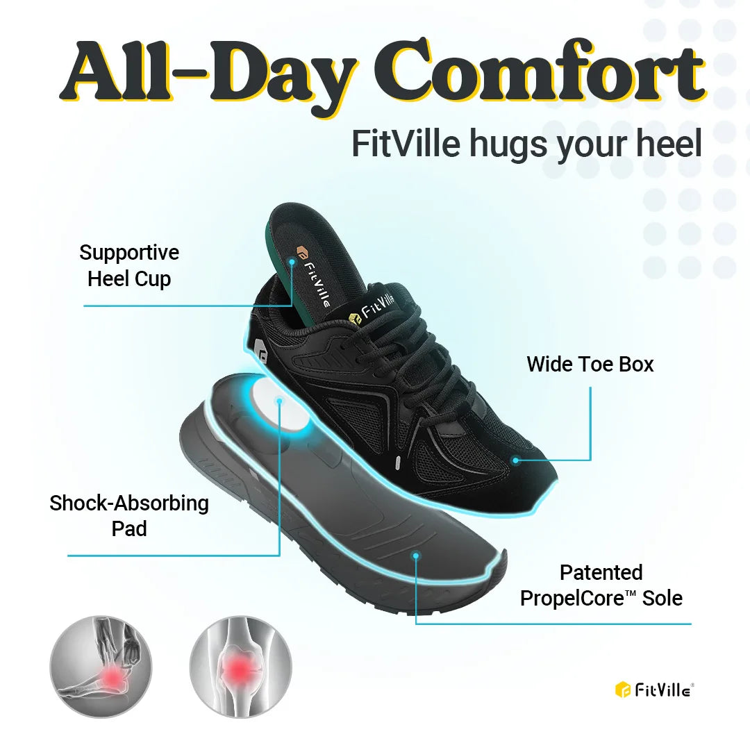 Fitville Men's Extra Wide Walking Shoes Lightweight Arch Support Sneakers