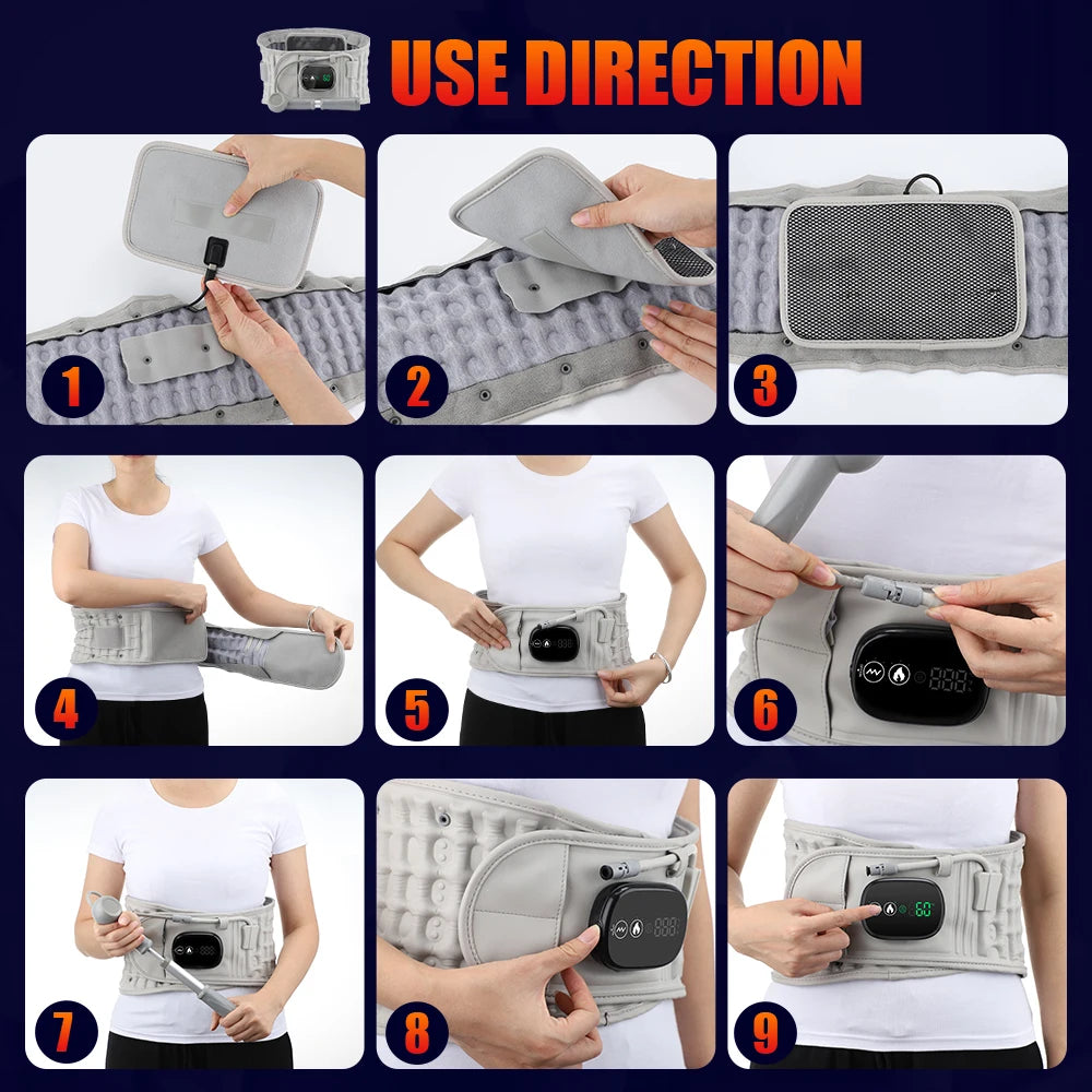 Hailicare USB Rechargeable Inflatable Heating Vibration Massage Belt