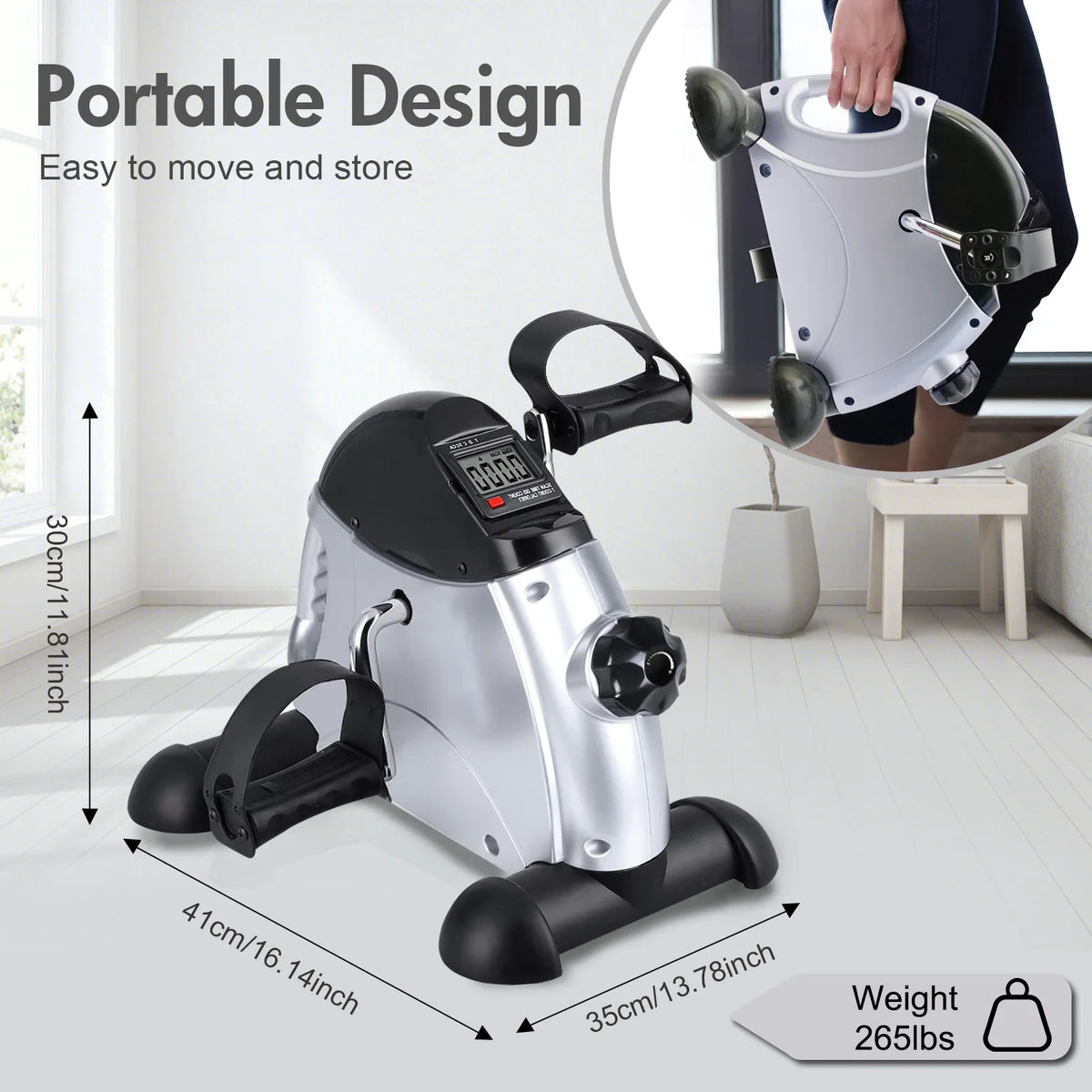 Mini Under Desk Pedal Exerciser With Digital Display For Home