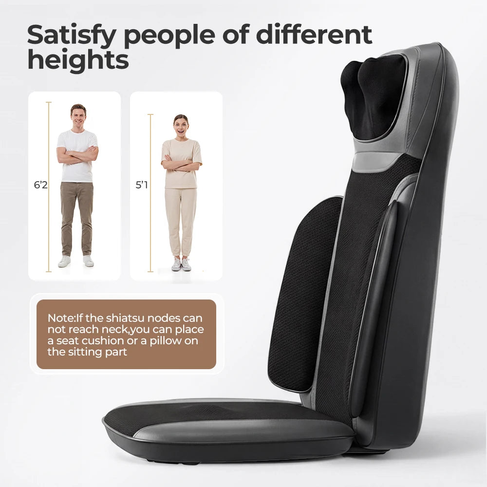 Homemassa Shiatsu Neck Back Massager with Heat Adjustable Seat Cushion