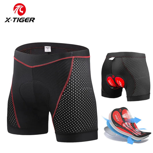 X-TIGER Men's 5D Gel Padded Cycling Liner Shorts For MTB