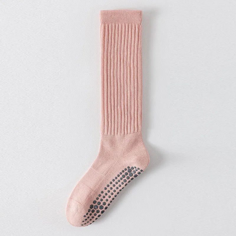 Women Knee High Cotton Yoga Socks Silicone Non-Slip Grip