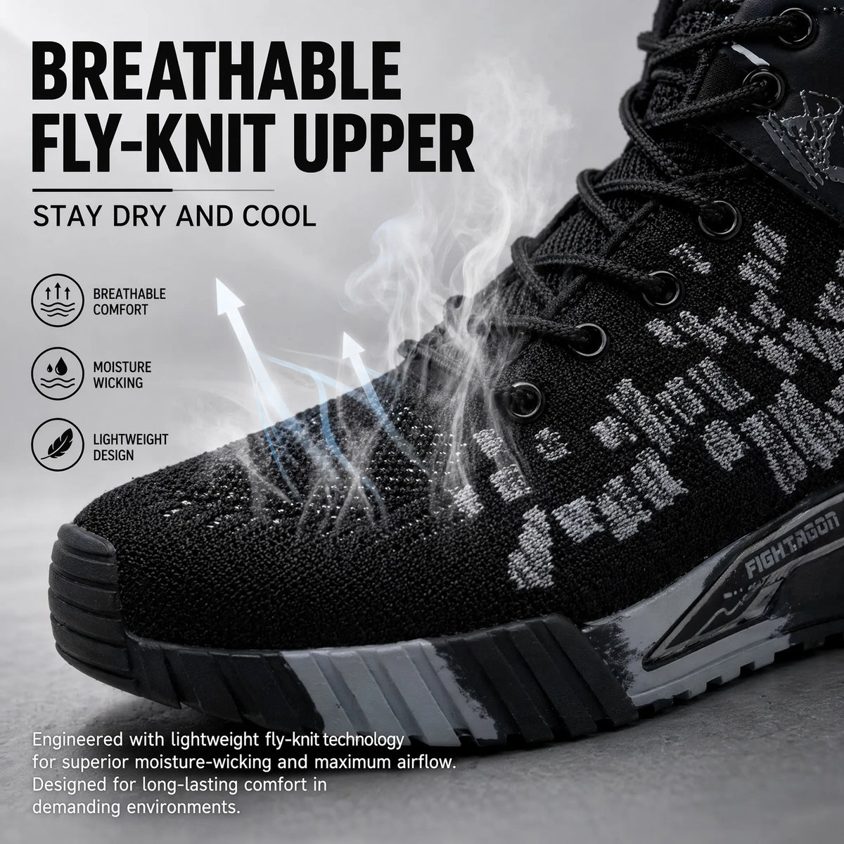 Men Breathable Steel Toe Lace Up Safety Construction Boots