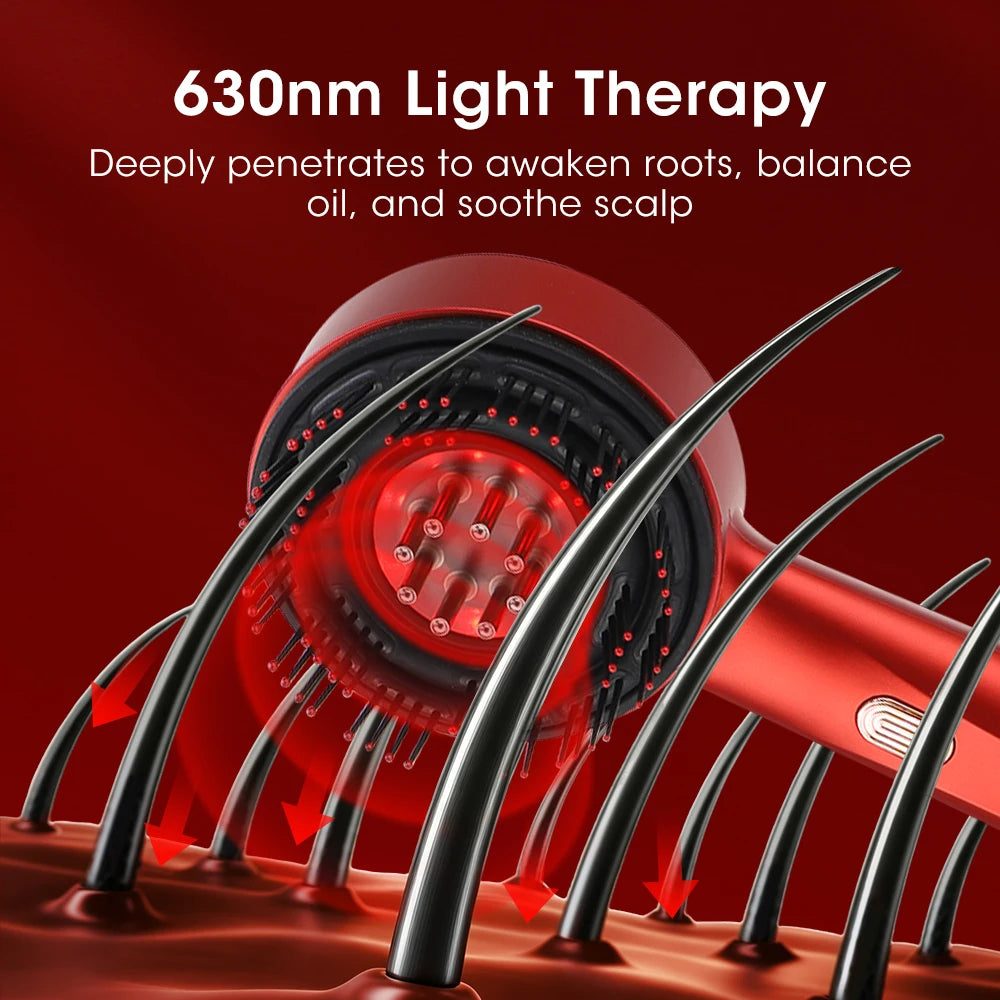 AFDEAL Electric Hair Massage Comb With Light Therapy Applicator