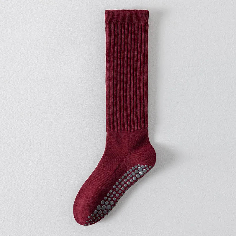Women Knee High Cotton Yoga Socks Silicone Non-Slip Grip