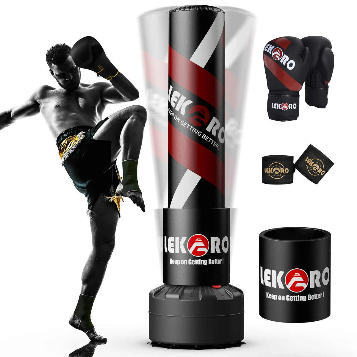 Lekaro Standing Boxing Post With Gloves Suction Cup Home Training
