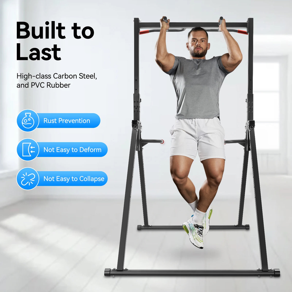 Height Adjustable Power Tower With Pull Up Dip Station
