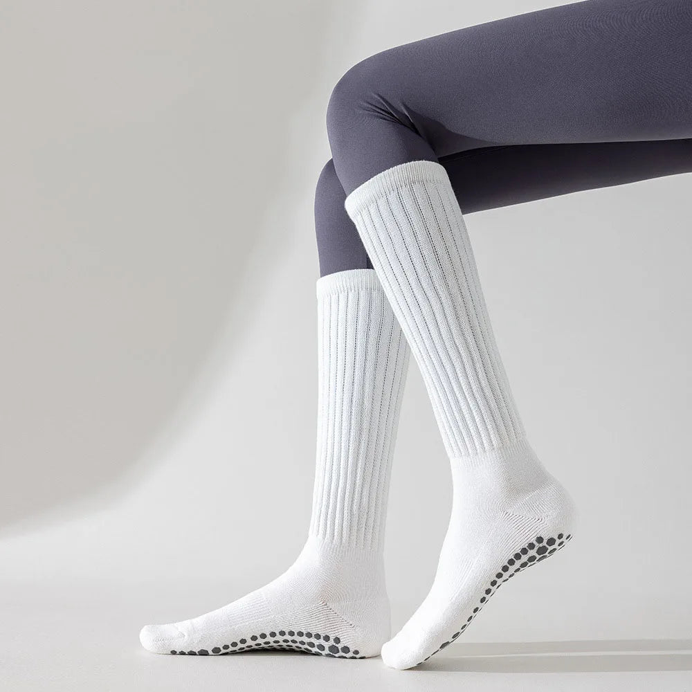 Women Knee High Cotton Yoga Socks Silicone Non-Slip Grip