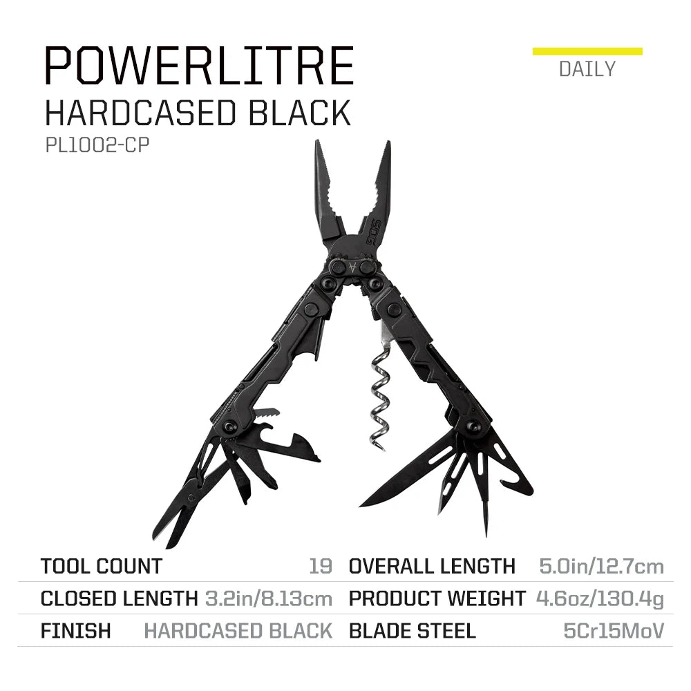 SOG PowerLitre 19 Function Stainless Steel Pocket Multitool With Corkscrew
