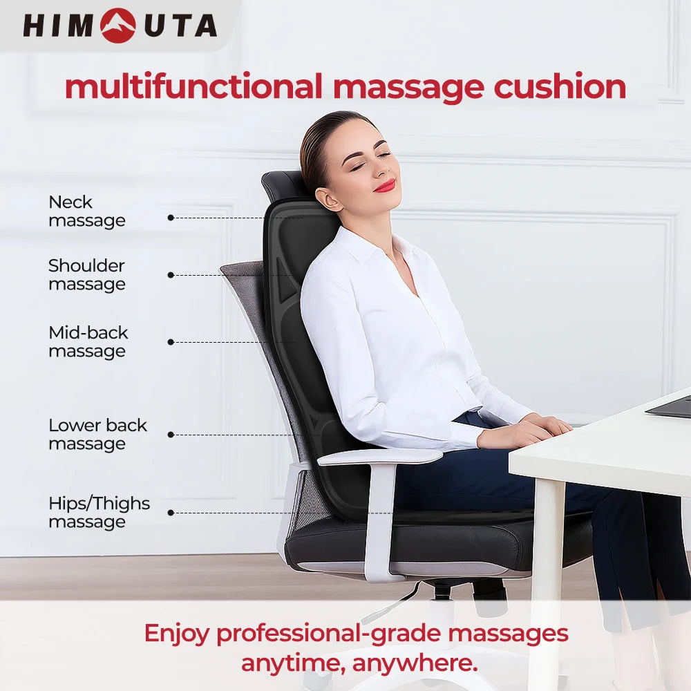 Himouta Heated Back Massager Chair Cushion For Lumbar Neck Relief