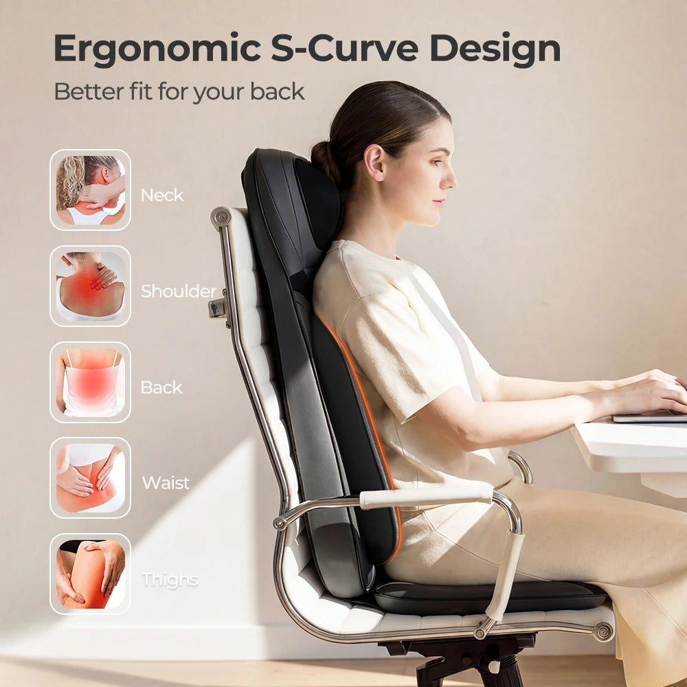 Homemassa Shiatsu Neck Back Massager with Heat Adjustable Seat Cushion