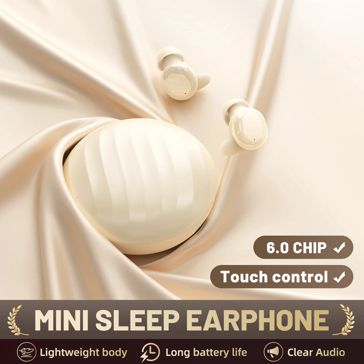 SHUKE Wireless Bluetooth Sleep Earbuds With Active Noise Canceling