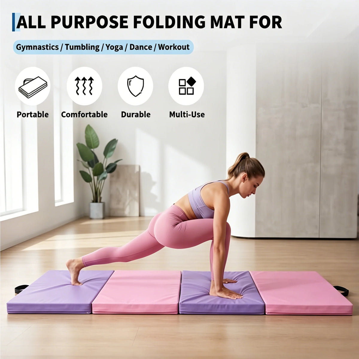HiMISS Folding Gymnastics Mat For Home Gym Exercise And Training