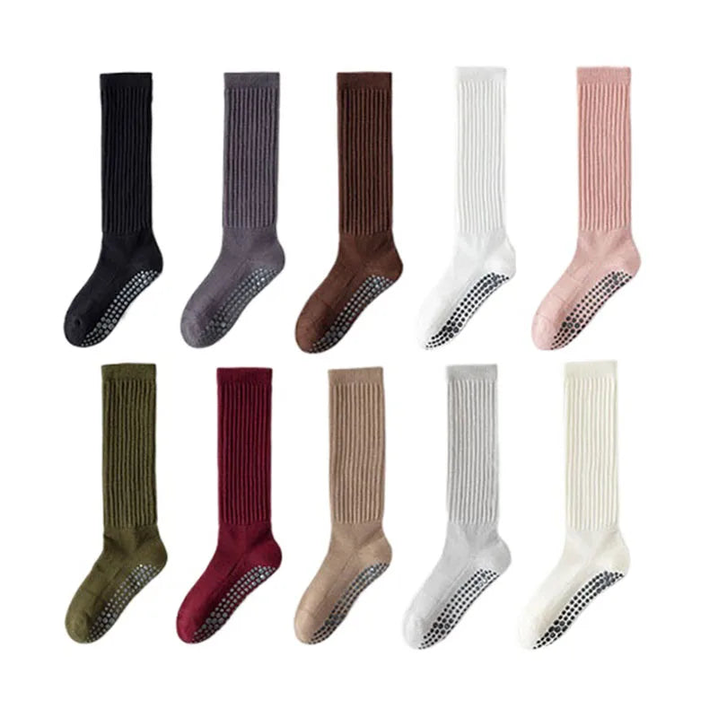 Women Knee High Cotton Yoga Socks Silicone Non-Slip Grip