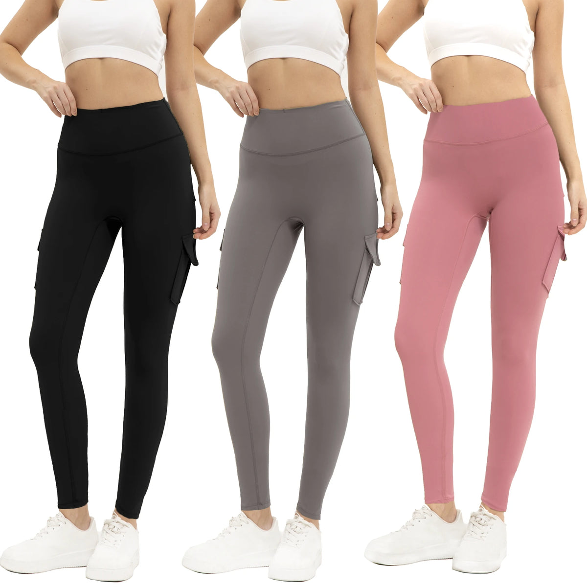 Women High Waist Yoga Leggings With Functional Pockets And Stretch Fit