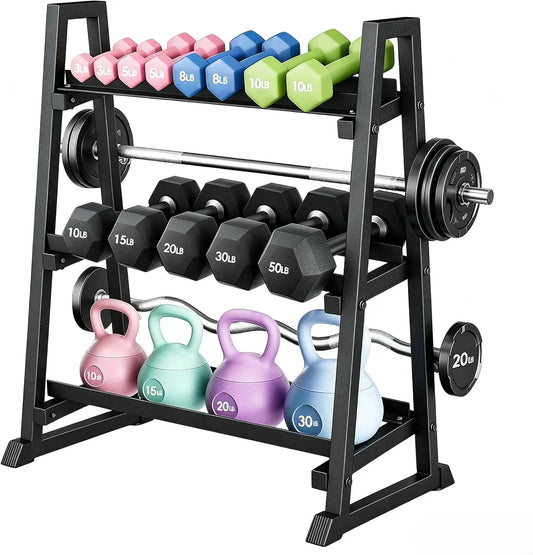 HiMiss Three Tier Dumbbell Rack Heavy Duty Weight Stand