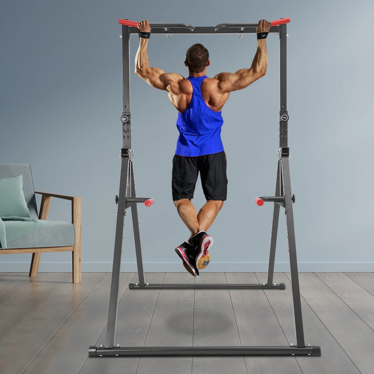 Height Adjustable Power Tower With Pull Up Dip Station