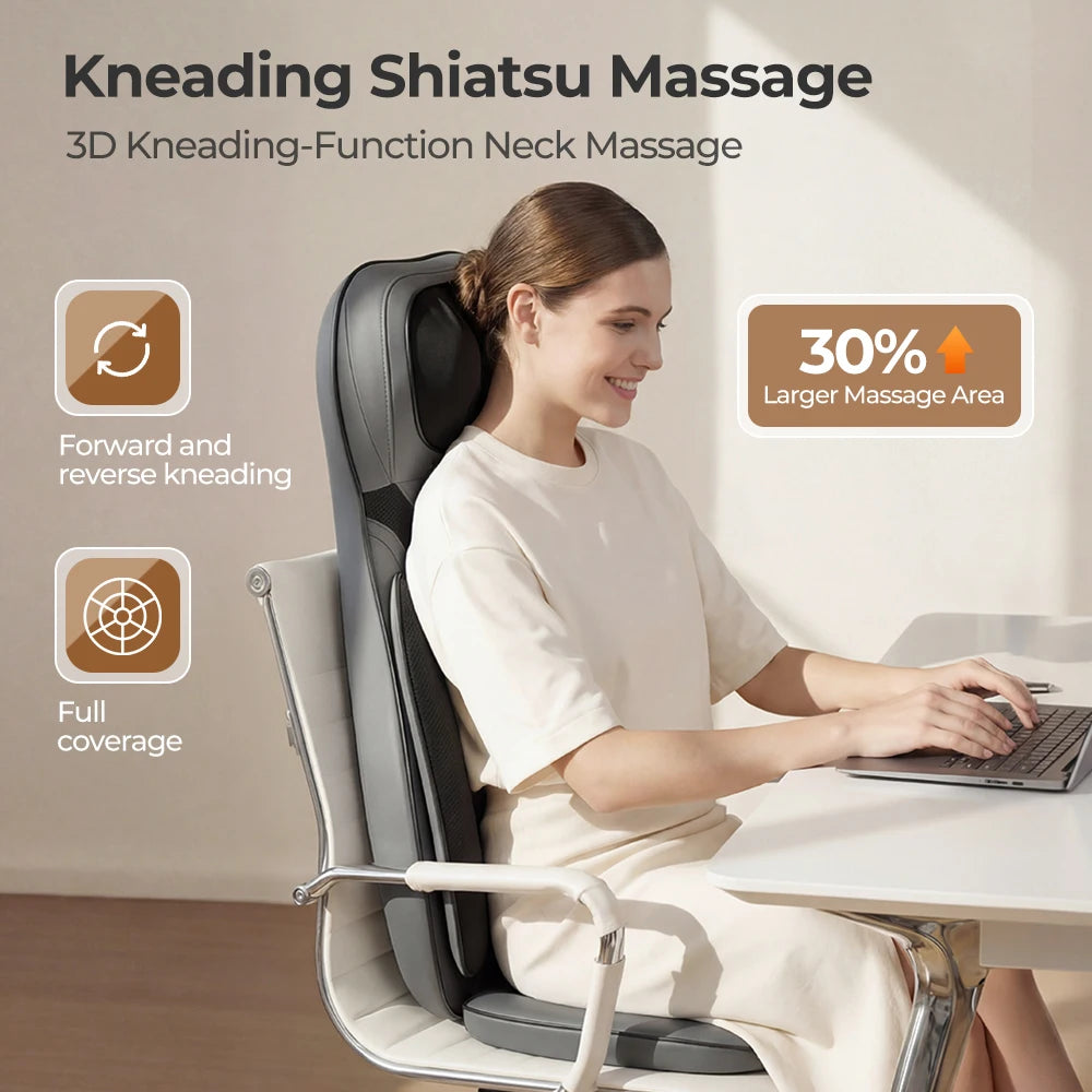 Homemassa Shiatsu Neck Back Massager with Heat Adjustable Seat Cushion