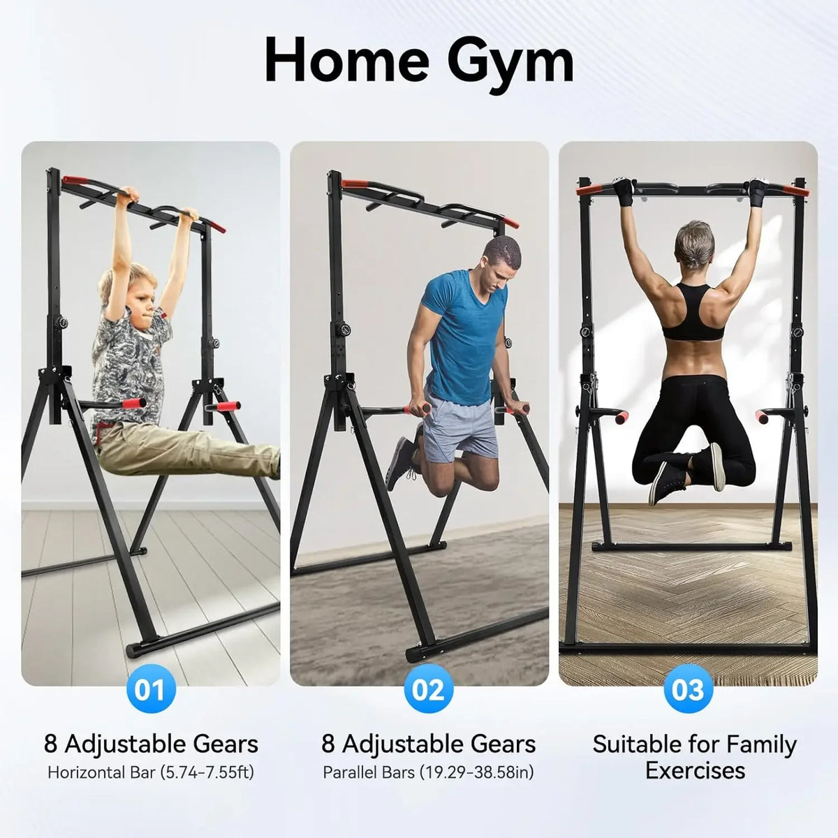 Height Adjustable Power Tower With Pull Up Dip Station