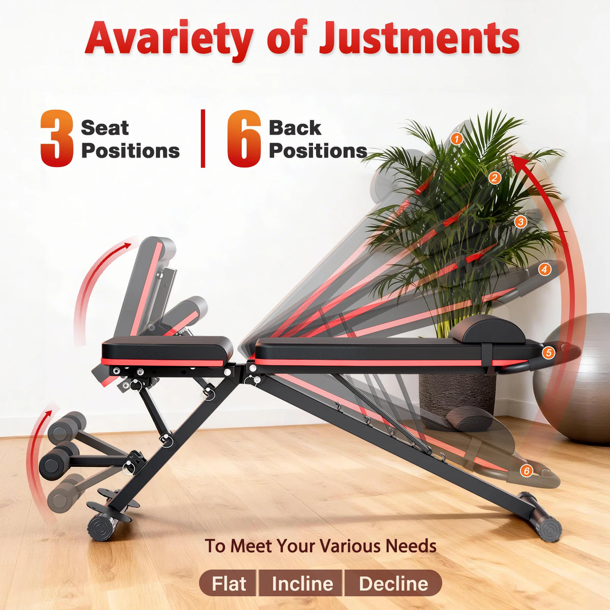 Foldable Adjustable Dumbbell Bench for Full Body Strength Training