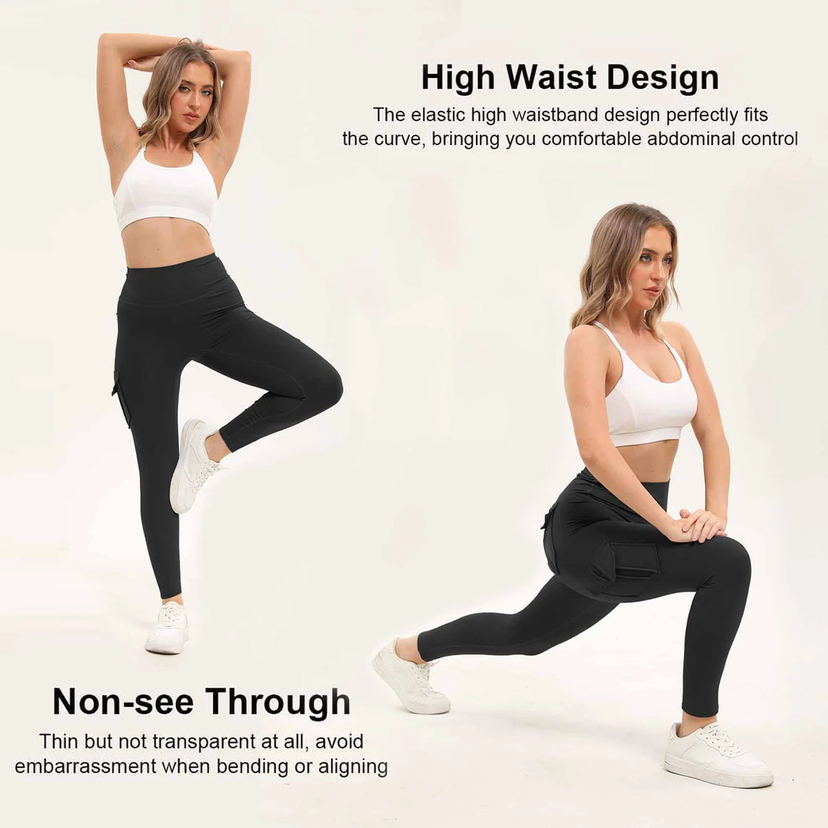 Women High Waist Yoga Leggings With Functional Pockets And Stretch Fit