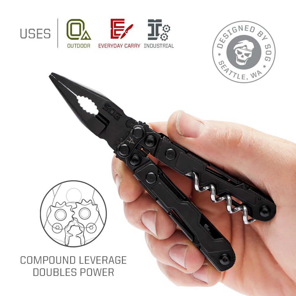 SOG PowerLitre 19 Function Stainless Steel Pocket Multitool With Corkscrew